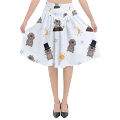 Groundhog Day Pattern Flared Midi Skirt by Valentinaart