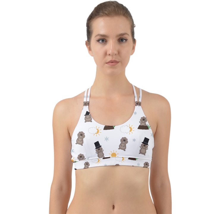 Groundhog Day Pattern Back Web Sports Bra