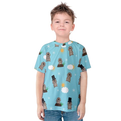 Groundhog Day Pattern Kids  Cotton Tee by Valentinaart