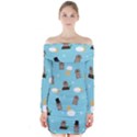 Groundhog Day Pattern Long Sleeve Off Shoulder Dress View1