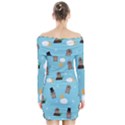 Groundhog Day Pattern Long Sleeve Off Shoulder Dress View2