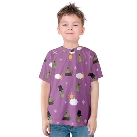 Groundhog Day Pattern Kids  Cotton Tee by Valentinaart