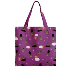 Groundhog Day Pattern Zipper Grocery Tote Bag by Valentinaart