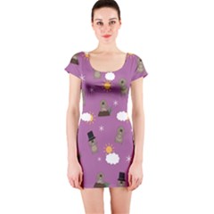 Groundhog Day Pattern Short Sleeve Bodycon Dress by Valentinaart