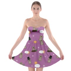 Groundhog Day Pattern Strapless Bra Top Dress by Valentinaart