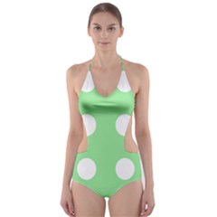 Lime Dot Cut-out One Piece Swimsuit by snowwhitegirl