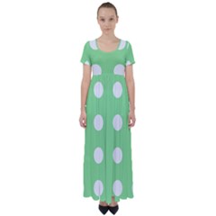 Lime Dot High Waist Short Sleeve Maxi Dress