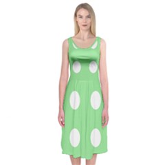 Lime Dot Midi Sleeveless Dress