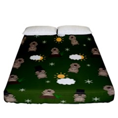 Groundhog Day Pattern Fitted Sheet (california King Size) by Valentinaart