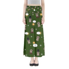 Groundhog Day Pattern Full Length Maxi Skirt by Valentinaart