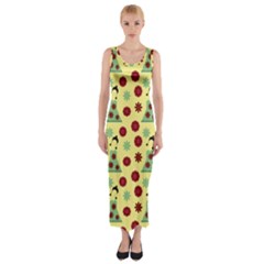 Green Dress Yellow Fitted Maxi Dress by snowwhitegirl