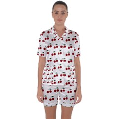 Cherries Satin Short Sleeve Pyjamas Set