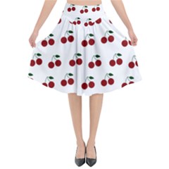 Cherries Flared Midi Skirt