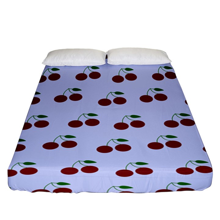 Blue Cherries Fitted Sheet (King Size)