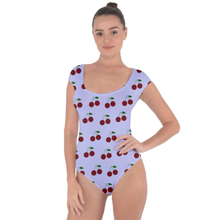 Blue Cherries Short Sleeve Leotard 