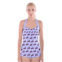 Blue Cherries Boyleg Halter Swimsuit  View1