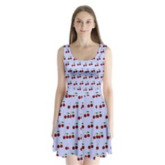 Blue Cherries Split Back Mini Dress  by snowwhitegirl