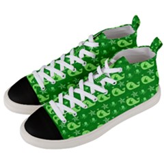 Green Sea Whales Men s Mid-top Canvas Sneakers by snowwhitegirl