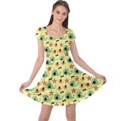 Yellow Sea Whales Cap Sleeve Dress by snowwhitegirl