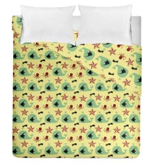 Yellow Sea Whales Duvet Cover Double Side (queen Size) by snowwhitegirl