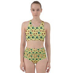 Yellow Sea Whales Racer Back Bikini Set