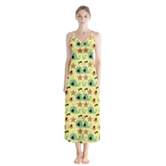 Yellow Sea Whales Button Up Chiffon Maxi Dress by snowwhitegirl