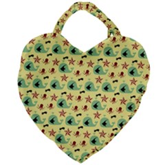 Yellow Sea Whales Giant Heart Shaped Tote