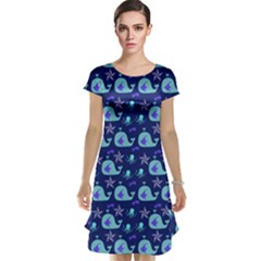 Blue Sea Whales Cap Sleeve Nightdress by snowwhitegirl