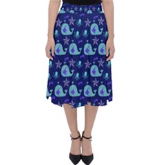 Blue Sea Whales Folding Skater Skirt