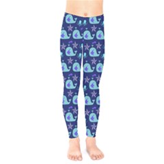 Blue Sea Whales Kids  Legging by snowwhitegirl