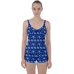 Blue Sea Whales Tie Front Two Piece Tankini by snowwhitegirl