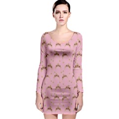 Pink Beige Hats Long Sleeve Bodycon Dress by snowwhitegirl