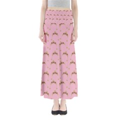 Pink Beige Hats Full Length Maxi Skirt by snowwhitegirl