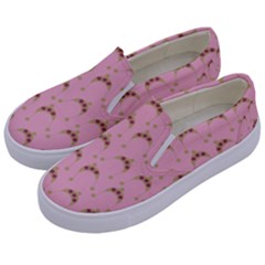 Pink Beige Hats Kids  Canvas Slip Ons by snowwhitegirl