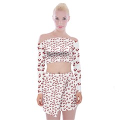 Red Cherries Off Shoulder Top With Mini Skirt Set by snowwhitegirl