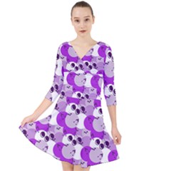 Purple Cherry Dots Quarter Sleeve Front Wrap Dress	 by snowwhitegirl