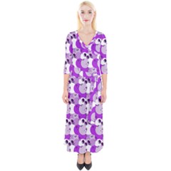 Purple Cherry Dots Quarter Sleeve Wrap Maxi Dress