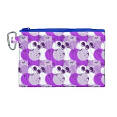 Purple Cherry Dots Canvas Cosmetic Bag (large)