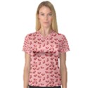 Rose Cherries V-Neck Sport Mesh Tee View1