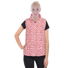 Rose Cherries Women s Button Up Puffer Vest by snowwhitegirl