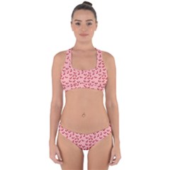 Rose Cherries Cross Back Hipster Bikini Set