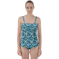 Ocean Cherry Twist Front Tankini Set