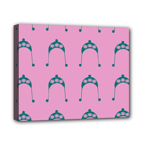 Pink Flower Teal Hat Canvas 10  x 8 