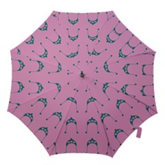 Pink Flower Teal Hat Hook Handle Umbrellas (Medium)