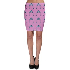 Pink Flower Teal Hat Bodycon Skirt