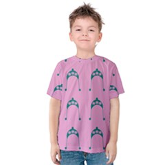 Pink Flower Teal Hat Kids  Cotton Tee