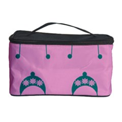 Pink Flower Teal Hat Cosmetic Storage Case