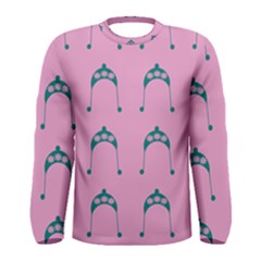 Pink Flower Teal Hat Men s Long Sleeve Tee