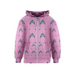 Pink Flower Teal Hat Kids  Zipper Hoodie