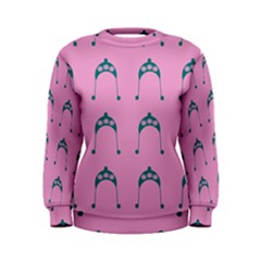 Pink Flower Teal Hat Women s Sweatshirt